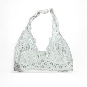 Free People White lace halter top